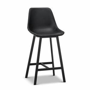 Hanns Set of 2 67cm Black Premium Vegan Leather High Back Barstools