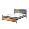 Advwin Double Size Bed Frame and Double Mattress 16cm White with Storage Headboard & Charging Station & LED Light