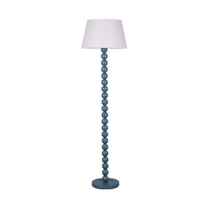 Lexi Lighting Pearl Orb Floor Lamp Cyan Metal Base Natural Fabric Shade 150cm
