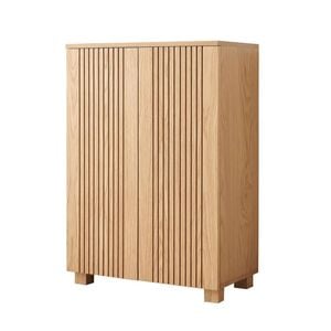 Miuz Wooden Oak Veneer Shoe Rack Storage Cabinet, 2-door Cupboard Shelf Drawer
