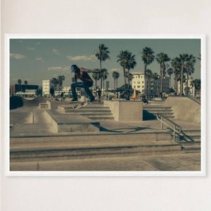 Galrie Stunning Skateboarding Photograph Capturing Skate Tricks, White Frame, A0 84 x 119cm (33 x 47inch)