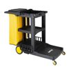 Jantex Janitorial Cleaning Trolley Black 990h X 1300w X 490dmm Multi-use Storage Shelves Hooks Clips