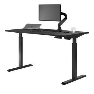 Desky Single Sit Stand Gaming Black Desk 180 X 75cm Black Frame