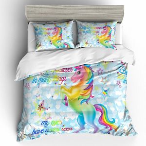 3D Cartoon Kids Rainbow Unicorn Star Bedding Set Quilt Duvet Cover  Pillowcases Personalized  Bedding