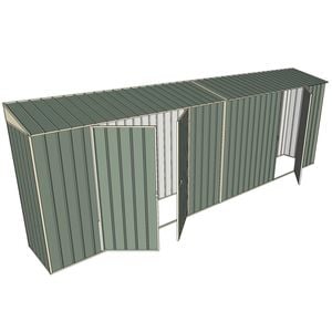 Build-a-Shed 0.8 x 6 x 2m Skillion Shed with Double and Single Hinged Side Doors - Green