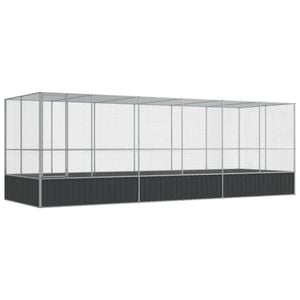 vidaXL Aviary with Extension Budgie Finch Pigeon Cage Parrot House Silver Steel