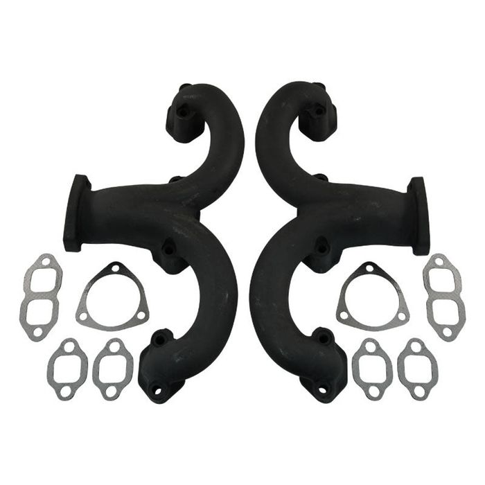 Cal Custom Exhaust Manifolds Small Block Chev 2-3/8" Outlet True Rams Horn Style Cast Iron