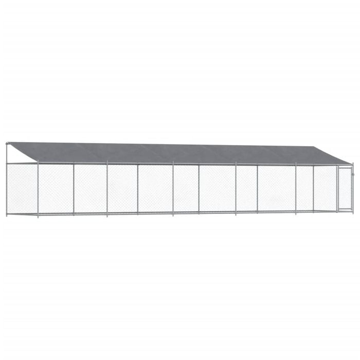 vidaXL Dog Cage with Roof and Door Kennel Animal House Grey Galvanised Steel 10x2x2 m