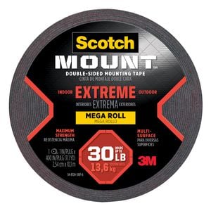 Scotch-Mount 2.54 x 1016 cm Extreme Double-Sided Mounting Tape Mega Roll - 2.54cm x 10.1m