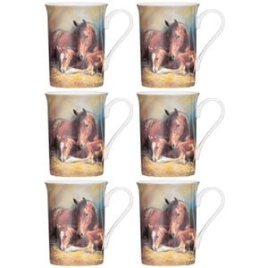 6PK Ashdene Mares & Foals In The Stable Family Fine Bone China Mug
