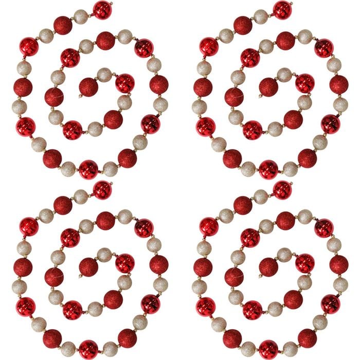 4PK LVD Bauble Garland Red Champagne Seasonal Christmas Decoration