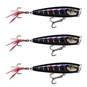 3x Rapala 9.5cm Skitter Pop Elite Topwater Fishing Lures - Gilded Night Aurora