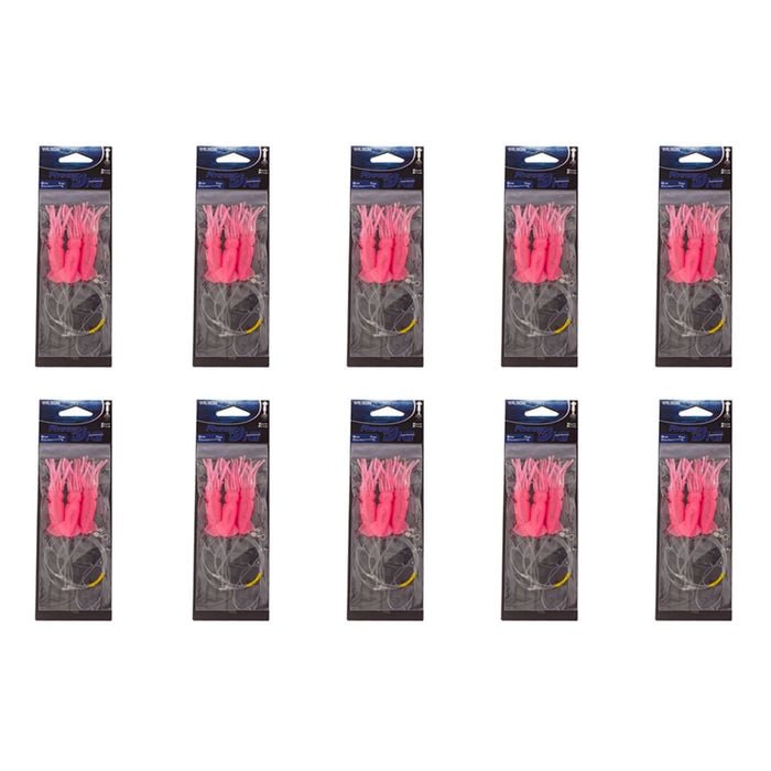 10x Wilson Rigged to Jig Rig 3 Hook Squid Style Jig Fully UV Active - Colour #4