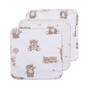 Living Textiles 3 Pack Organic Wash Cloths - Cuddly Bear