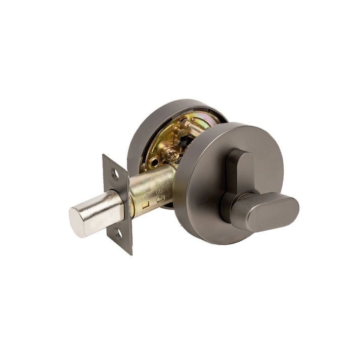 Zanda 65mm Diameter Graphite Nickel Triad Round Slimline Deadbolt, Single Cylinder (Key/Turn)