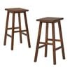 Oikiture 2x Bar Stool Counter Dining Chair Wooden Walnut