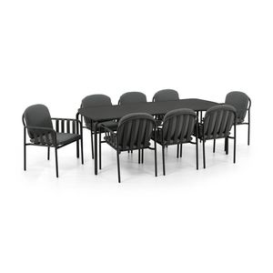 Mornington Outdoor 2.2m Rectangle Dining Setting With 8x Chairs Midnight