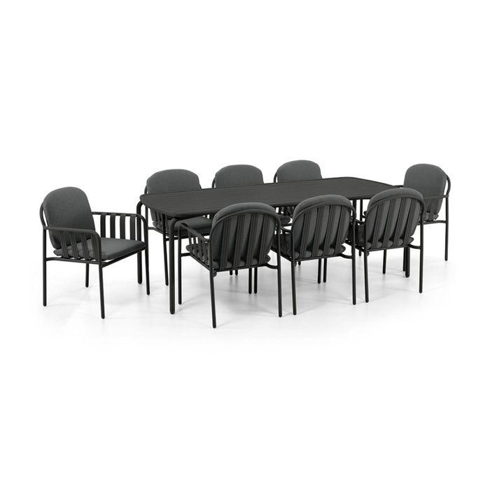 Mornington Outdoor 2.2m Rectangle Dining Setting With 8x Chairs Midnight