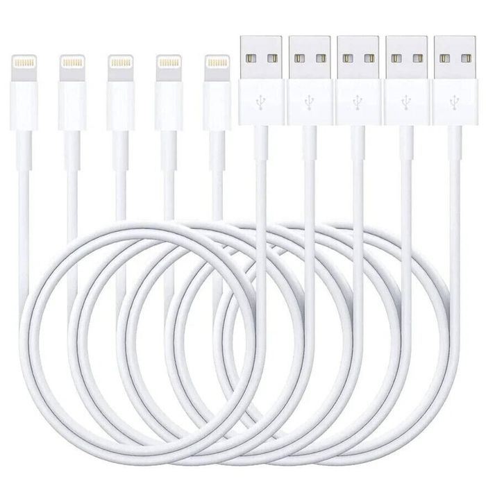iWill 5 Pack 1m Data Transfer Charger Charging USB Cable Cord for Apple iPhone iPad iPod Bulk White