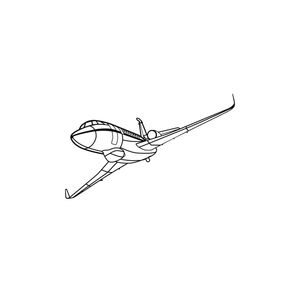 Ignite Laser Dassault Falcon 2000 XLS - Super-Midsize Business Jet Silhouette Metal Wall Art Coated Black 23.6 inch - 60 cm