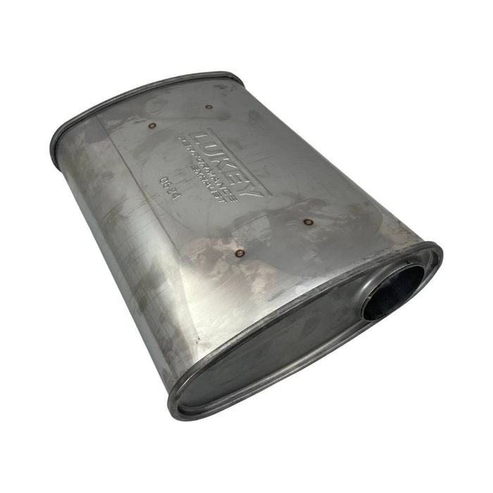 Lukey 2-1/2" Triple Flow Muffler Offset/offset - 10" X 4" Oval, 14" Long, 430 Ss