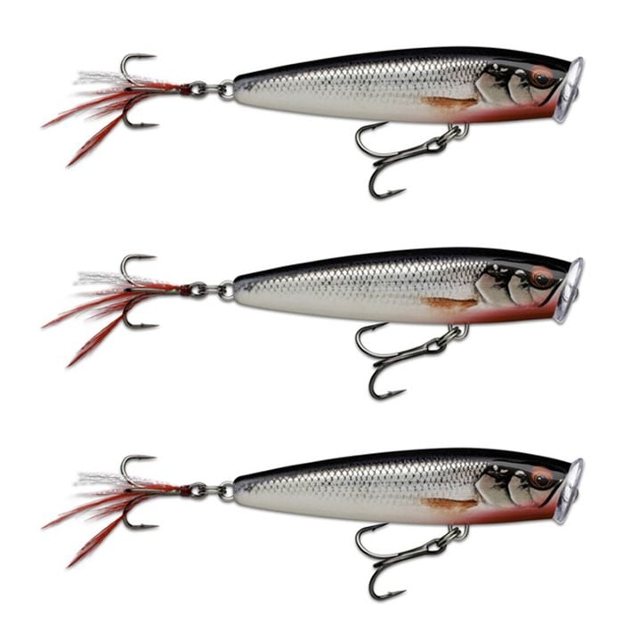 3x Rapala 9.5cm Skitter Pop Elite Topwater Fishing Lures - Gilded Live Roach