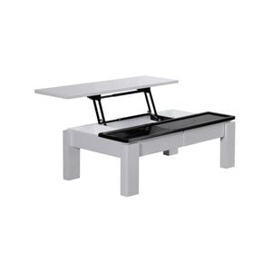 Coffee Table High Gloss Finish Lift Up Top MDF Black & White Colour Interior Storage
