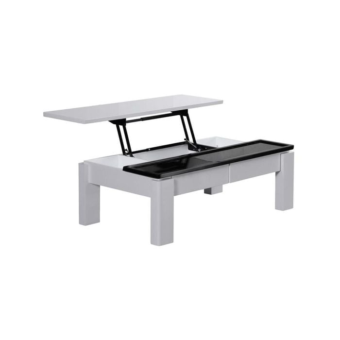Coffee Table High Gloss Finish Lift Up Top MDF Black & White Colour Interior Storage