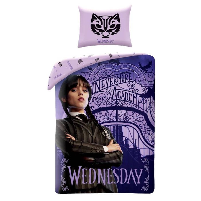 Wednesday Nevermore Academy Cotton Quilt Cover Set - Single Bed Size
