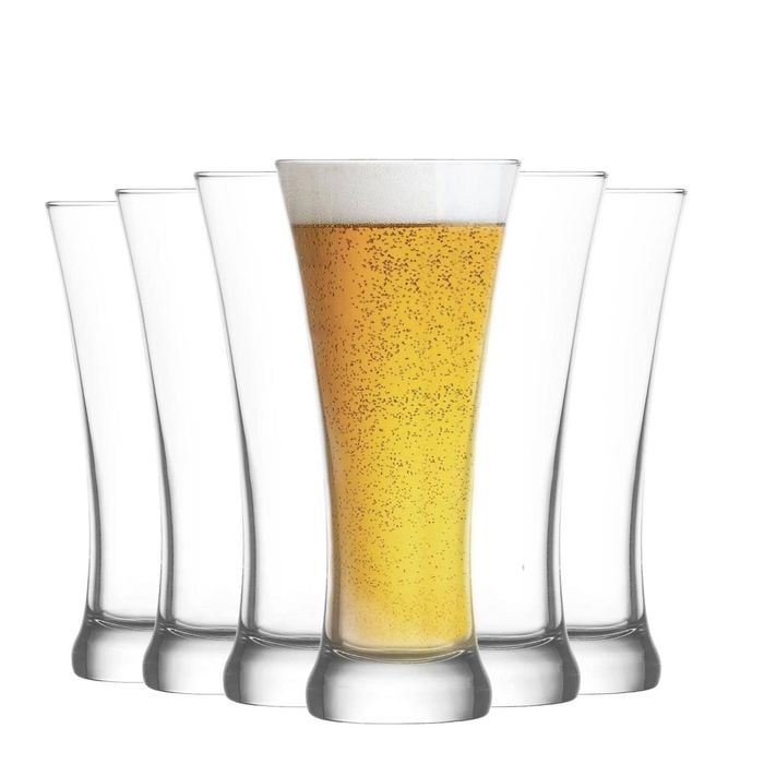 LAV Sorgum Beer Glasses - 380ml - Pack of 6 Pilsner Glasses Pint Glasses Pub Supplies