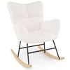 Costway Ergonomic  Rocking Chair Teddy Velvet Armchair - Beige