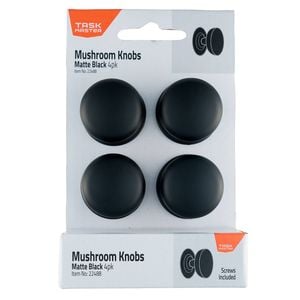 Taskmaster Mushroom Knobs Matte Black - 4 Pack