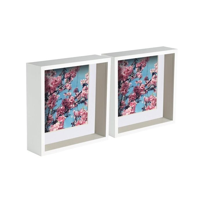 Nicola Spring 2 Piece 8 x 8 3D Shadow Deep Box Photo Frame Set - Craft Display Picture Frame with 6 x 6 Mount