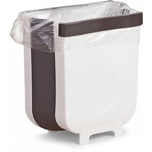 Hanging Trash Can Collapsible Small Garbage Waste Bin for Kitchen Cabinet Door (White)