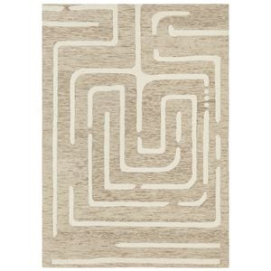 The Rug Connection Issey Maze Beige 330x240cm - Extra Large Hand Tufted Wool Indoor Floor Rug