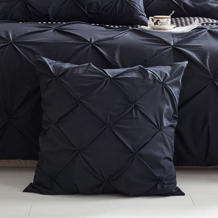 CottonMore 2pcs of 100% Cotton Black Diamond Pinch Pleated Euro Cushion Covers 65x65cm