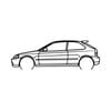Ignite Laser Honda 2000 Civic Type R Silhouette Metal Wall Art Coated Black 23.6inch/60cm