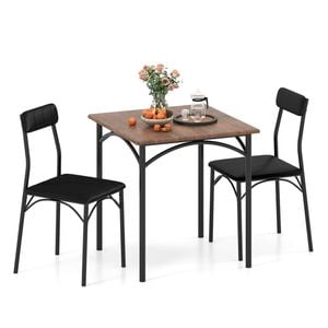 Costway 3PCS Dining Table Set Square Kitchen Furniture