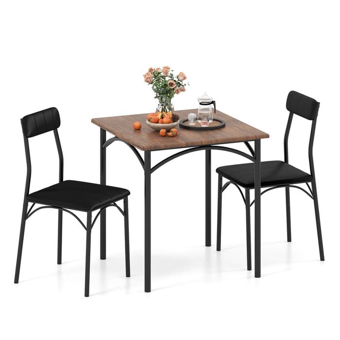 Costway 3PCS Dining Table Set Square Kitchen Furniture