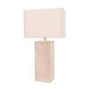 Cla Lighting Sagitta Rectangular Table Lamp Beige Travertine Base Cream Fabric Shade Large