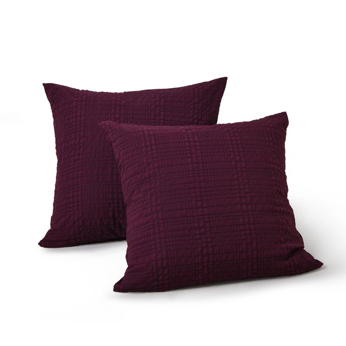 Dreamaker Ellis Seersucker European Pillowcase Cherry Twin Pack