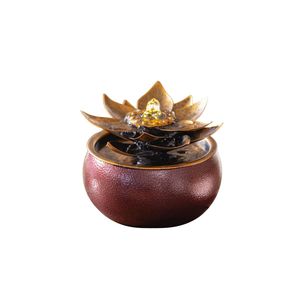 Northcote Pottery 19 x 16cm Lotus Harmony Satin Brown Steel Water Feature