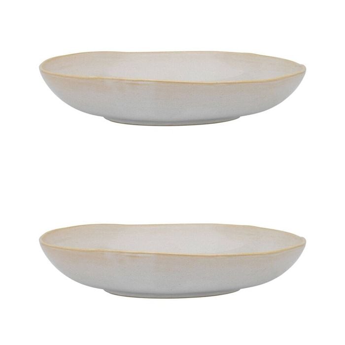 2PK Ecology Reactive Glaze Stoneware Ottawa Shallow Bowl 29 x 5cm White