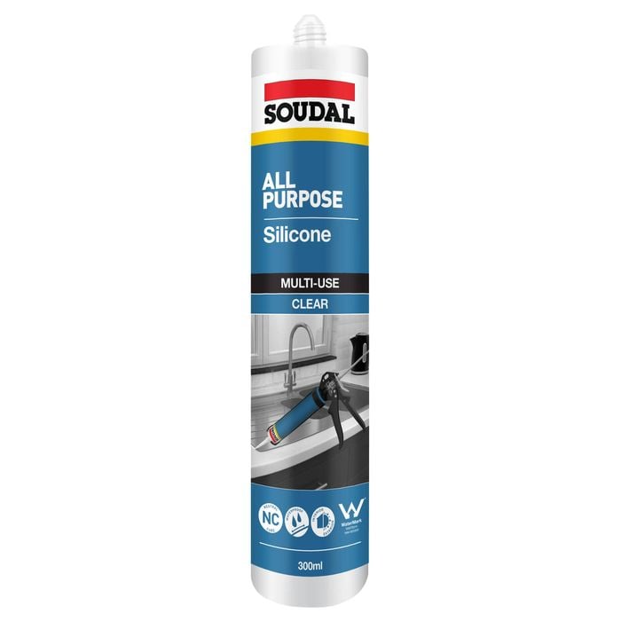 Soudal 300ml Clear All Purpose Silicone Sealant - Clear
