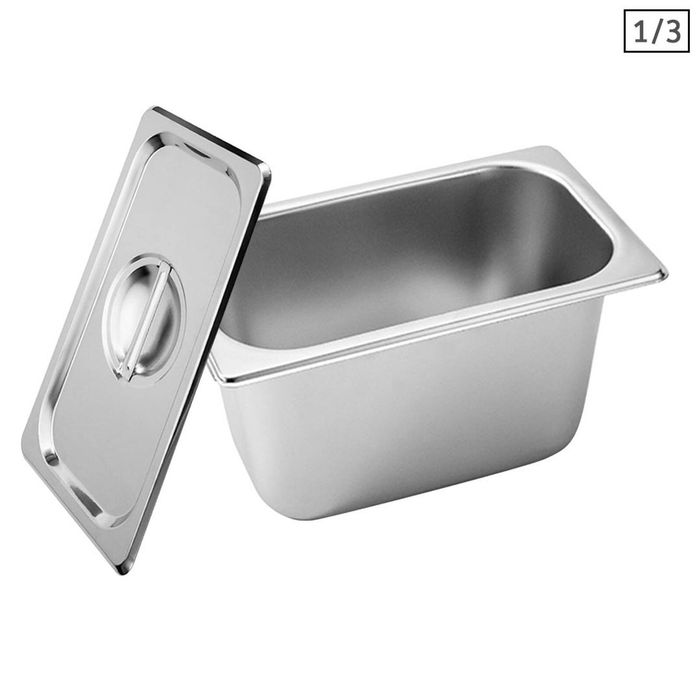 SOGA 1/3 GN Pan 15cm With Lid – Stainless Steel