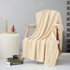 CottonMore Soft Corrugated Seersucker Pattern Blanket Throw Rug Beige