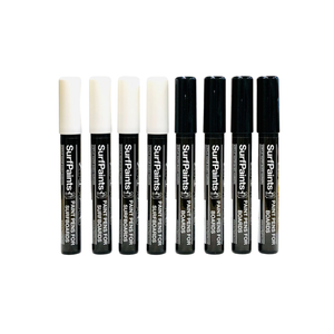 Surfpaints Black & White Acrylic Paint Pens - 4mm Durable Bullet Nibs for All Surfaces