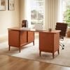 Gemini Wooden Rotatable Office Desk In Walnut