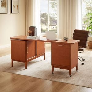 Gemini Wooden Rotatable Office Desk In Walnut