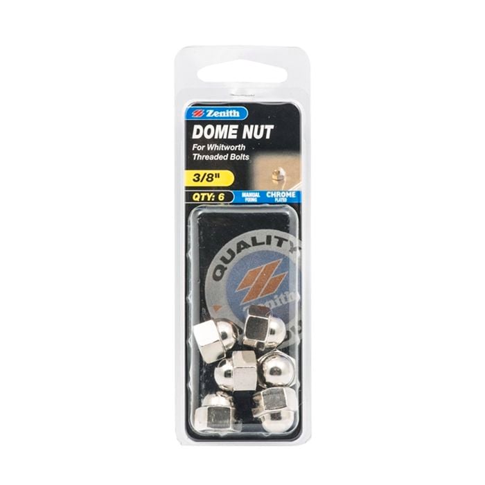Zenith 3/8" Chrome Plated Dome Nut - 6 Pack